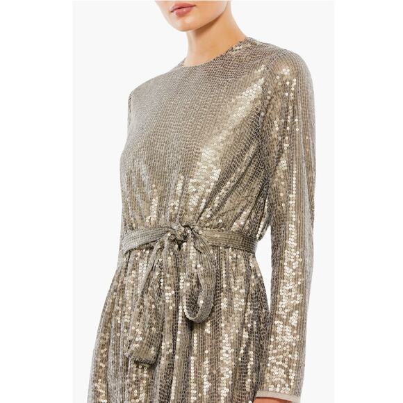 Mac Duggal Sequin Embellished Long Sleeve High Neck Mini Dress 10789 size 4 NWT - Picture 4 of 15